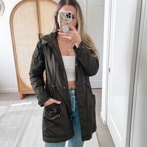 STEVE MADDEN Dark Olive Green Long Utility Jacket